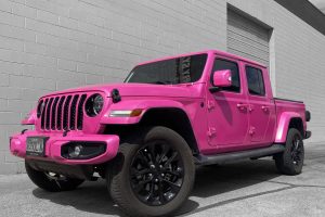 pink wrapped truck
