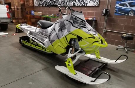 wrapped snowmobile